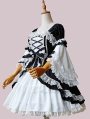 White and Black Dolly Bowknot Short Sleeve Classic Lolita OP Dress