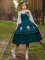 Grapes Manor Green Embroidery Tiered Classic Lolita JSK Dress