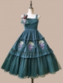 Grapes Manor Green Embroidery Tiered Classic Lolita JSK Dress