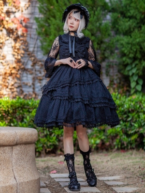 Dawn Tower Black Bowknot Empire Waist Sweet Lolita JSK Dress