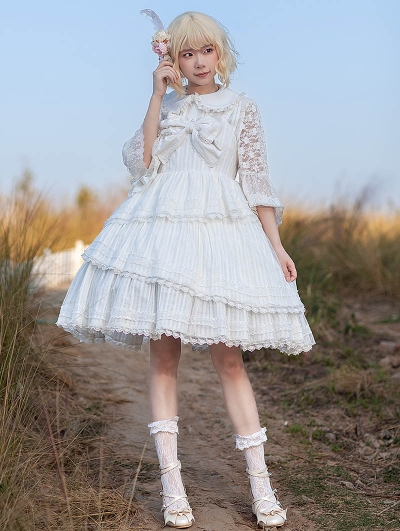 Dawn Tower Red/White Bowknot Empire Waist Sweet Lolita JSK Dress