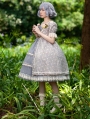 Rose Afternoon Tea Dusty Blue Cotton Floral Classic Lolita OP Dress