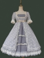 Rose Afternoon Tea Dusty Blue Cotton Floral Classic Lolita OP Dress
