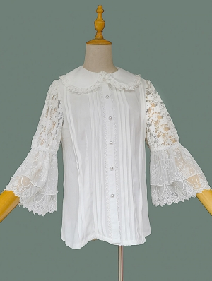 Gardenia Fragrance Black/White Lace Sleeves Classic Lolita Blouse