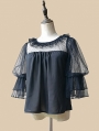 Deep-Sea Pearl White/Black/Ivory Puff Sleeves Sweet Lolita Blouse