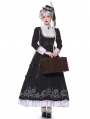 Lobnia Sisters Choir Black Embroidery Gothic Lolita OP Dress Full Set