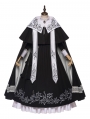 Lobnia Sisters Choir Black Embroidery Gothic Lolita OP Dress Full Set