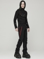 Black and Red Gothic Punk Spider Mesh Spliced Pants for Men
