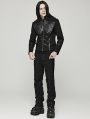 Black Gothic Punk Spider Mesh Spliced Pants for Men