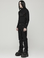 Black Gothic Punk Spider Mesh Spliced Pants for Men