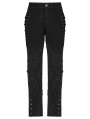 Black Gothic Punk Spider Mesh Spliced Pants for Men