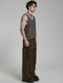 Coffee Gothic Doomsday Ripped Loose Fit Denim Pants for Men