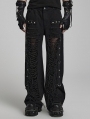 Black Gothic Doomsday Ripped Loose Fit Denim Pants for Men