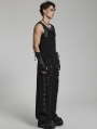 Black Gothic Doomsday Ripped Loose Fit Denim Pants for Men