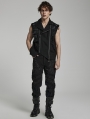 Black Gothic Distressed Streetwear Fitted Long Pants for Men