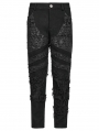 Black Gothic Distressed Streetwear Fitted Long Pants for Men