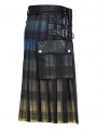 Yellow and Blue Plaid Gothic Punk Gradient Scottish Kilt for Men