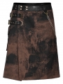 Black and Coffee Gothic Steampunk Print Skirt for Men