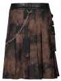 Black and Coffee Gothic Steampunk Print Skirt for Men