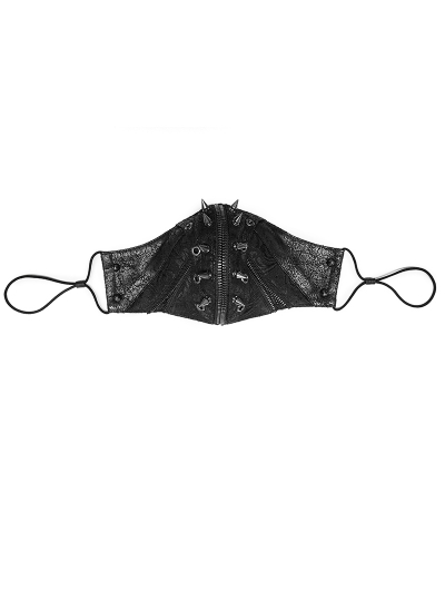 Black Gothic Punk Hardcore Spike Face Mask for Men