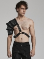 Black Gothic Punk Leather Shoulder Armor for Men