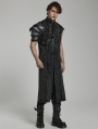 Black Gothic Punk Leather Shoulder Armor for Men