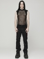 Black Gothic Punk Sexy Mesh Vest Top for Men