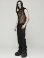 Black Gothic Punk Sexy Mesh Vest Top for Men