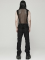 Black Gothic Punk Sexy Mesh Vest Top for Men