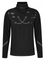 Black Gothic Punk Daily Stand Collar Knit Long Sleeve T-Shirt for Men