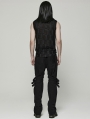 Black Gothic Spider Web Distressed Mesh Sleeveless T-Shirt for Men