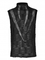 Black Gothic Spider Web Distressed Mesh Sleeveless T-Shirt for Men