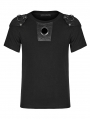 Black Gothic Punk Short Sleeve T-Shirt with Detachable Armor for Men