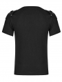 Black Gothic Punk Short Sleeve T-Shirt with Detachable Armor for Men