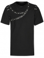 Black Gothic Punk Daily Asymmetric Drop Collar Short Sleeve T-Shirt for Men