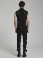 Black Gothic Cyber 3D Embossed Knit Sleeveless T-Shirt for Men