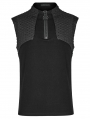 Black Gothic Cyber 3D Embossed Knit Sleeveless T-Shirt for Men