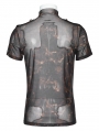 Black and Coffee Gothic Doomsday Printed Mesh Short Sleeve T-Shirt for Men