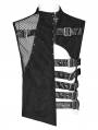 Black Gothic Punk Irregular Hollow Mesh Splicing Vest Top for Men