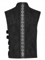 Black Gothic Punk Irregular Hollow Mesh Splicing Vest Top for Men