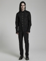 Black Vintage Gothic Lace Trim Long Sleeve Daily Wear Shirt for Men