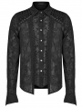 Black Vintage Gothic Lace Trim Long Sleeve Daily Wear Shirt for Men