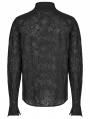 Black Vintage Gothic Lace Trim Long Sleeve Daily Wear Shirt for Men