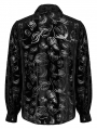 Black Vintage Gothic Velvet Long Sleeve Loose Shirt for Men