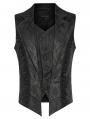 Black Retro Gothic Lapel Jacquard Asymmetric Party Waistcoat for Men