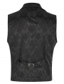 Black Retro Gothic Lapel Jacquard Asymmetric Party Waistcoat for Men