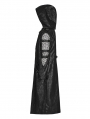 Black Gothic Punk Distressed Hooded Hollow Long Coat for Men