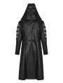 Black Gothic Punk Distressed Hooded Hollow Long Coat for Men