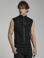 Black Gothic Doomsday Punk Rivet Zip Up Vest for Men