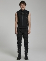 Black Gothic Doomsday Punk Rivet Zip Up Vest for Men